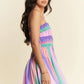 Davi & Dani Multi Color Ombre Printed Bodice Button Up Dress - Farnelli