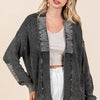 Mittoshop Contrast Patch Open Front Mineral Wash Cardigan - Black