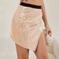 Asymmetrical Slit Sequin Skirt - Farnelli