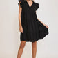 Umgee Full Size Johnny Collar Ruffle Cap Sleeve Tiered Dress Plus Size - Farnelli