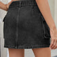 Criss-Cross Waist Detail Denim Mini Skirt - Farnelli