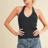 Aemi + Co Ribbed Halter Neck Cami - Black