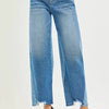 RISEN Full Size Slouchy Cropped Barrel Jeans with Contrast Wash Plus Size - DARK COMBO