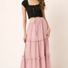 Mittoshop Drawstring High Waist Frill Skirt - Dusty Pink
