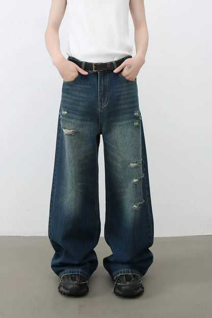 Men's Distressed Wide Leg Jeans - Farnelli