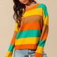 SO ME Multi Color Stripe Sweater with Ribbed Detail - Farnelli