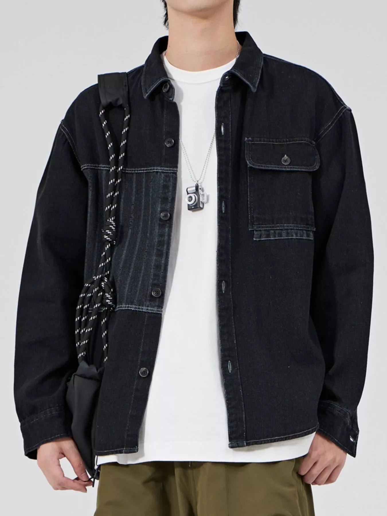 Men's Plus Size Button Up Casual Denim Shirt - Farnelli