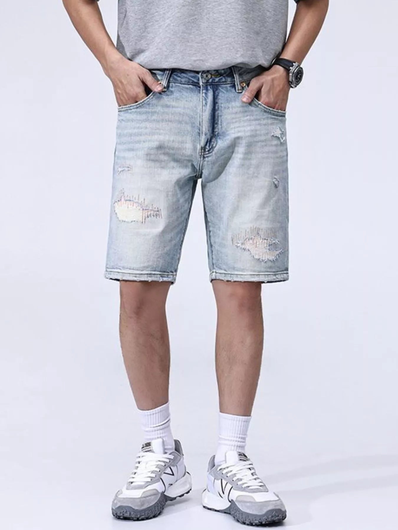 Men's Distressed Denim Shorts - Farnelli