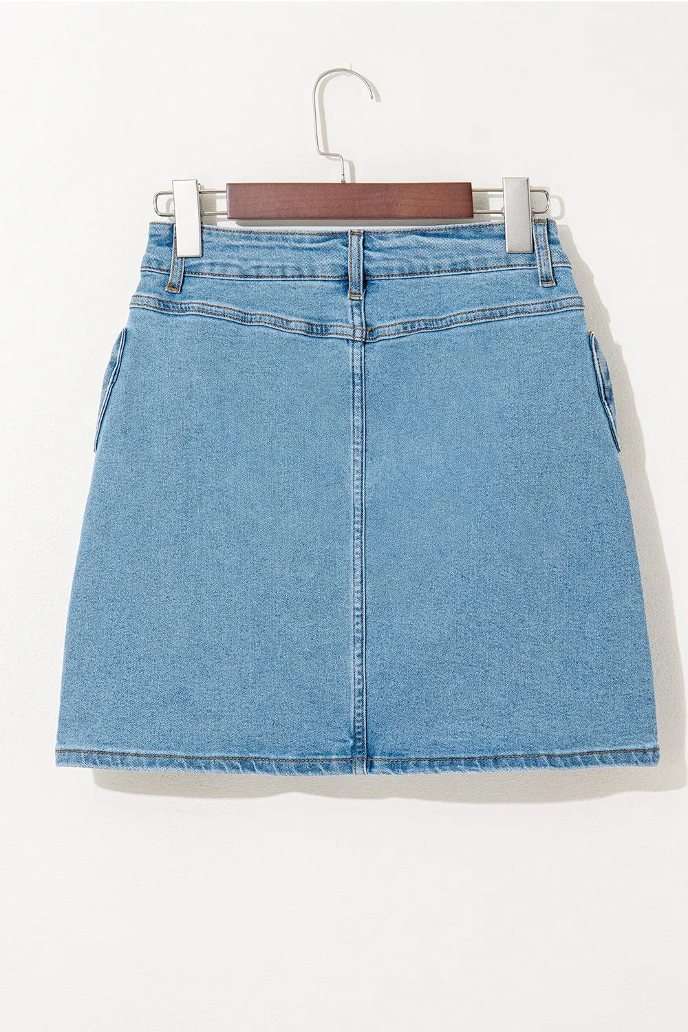 Acid Wash Bowknot Details High Waist Denim Skirt - Farnelli