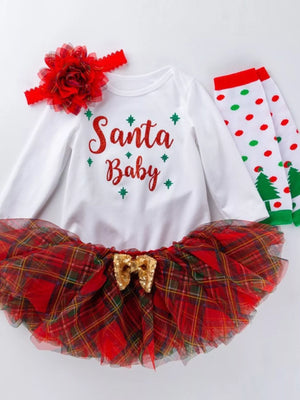 Children's Christmas Santa Baby 4 Piece Outfit Set - Farnelli