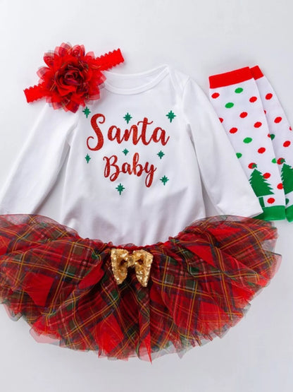 Children's Christmas Santa Baby 4 Piece Outfit Set - Farnelli