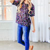 And The Why Leopard Foil Printed Half Sleeve Summer Sweater - HOLOGRAM