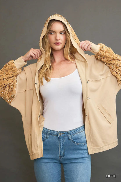 Umgee Sequined French Terry Jacket - Farnelli
