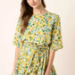 Mittoshop Floral Tie Waist Half Sleeve Mini Dress - Farnelli