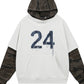 Men's Oversized Number 24 Hoodie with Camo Contrast Sleeves - Farnelli