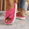 Crisscross Open Toe Platform Slippers - Hot Pink