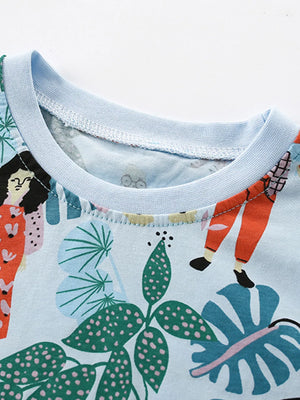 Children's Botanical Print Crew Neck Short Sleeve T-Shirt - Farnelli