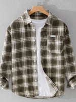 Men's Plus Size Plaid Button Up Long Sleeve Shirt - Farnelli