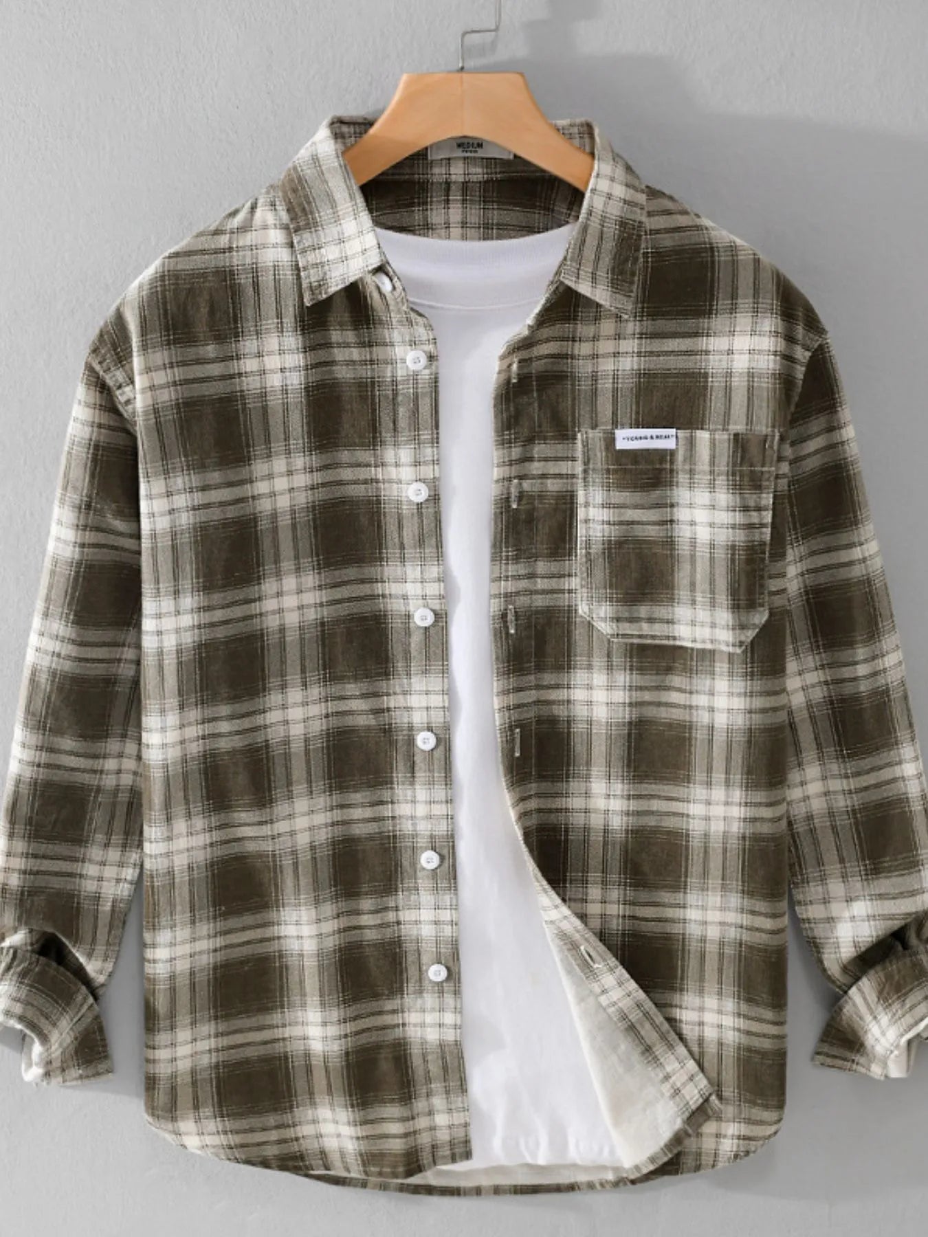 Men's Plus Size Plaid Button Up Long Sleeve Shirt - Farnelli