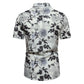 Men's Plus Size Floral Print Short Sleeve Button Down Shirt - Farnelli