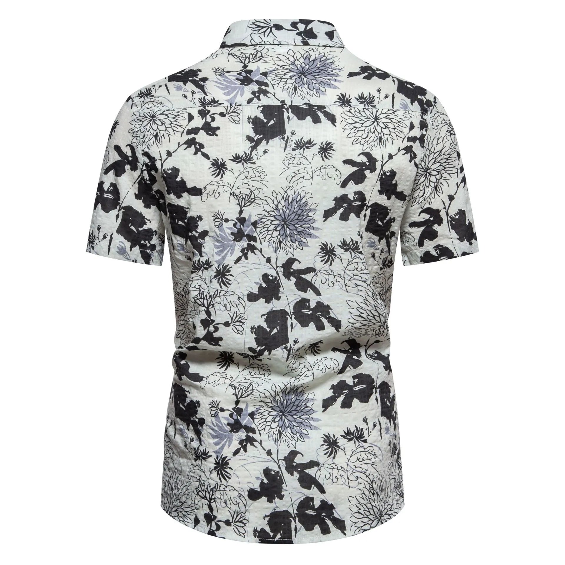 Men's Plus Size Floral Print Short Sleeve Button Down Shirt - Farnelli