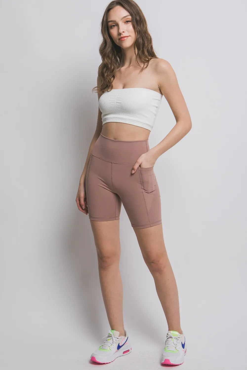 Love Tree High Waist Seam Detail Active Shorts - Farnelli