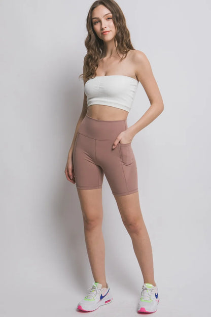 Love Tree High Waist Seam Detail Active Shorts - Farnelli