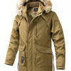 Men's Plus Size Fur Hooded Winter Parka Coat - Khaki