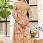 ADORA Smocked Back Floral Adjustable Strap Midi Dress - Farnelli