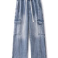 Men's Plus Size Wash Wide Leg Cargo Jeans - Farnelli