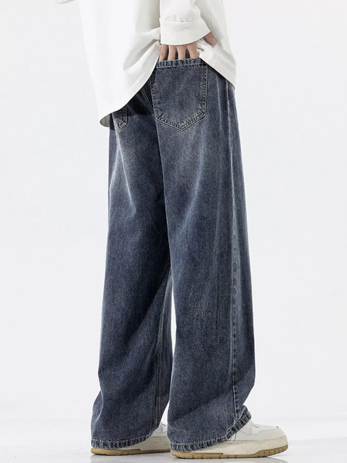 Men's Full Size Wide-Leg Relaxed Fit Jeans Plus Size - Farnelli