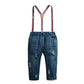 Children's Plaid Shirt & Distressed Jeans with Suspenders Set - Farnelli