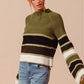 SO ME Multi Color Striped Mock Neck Sweater - Farnelli