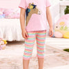 Children's Horse Applique Top & Rainbow Striped Pants Set - Blush Pink