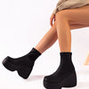 Chunky Platform Wedge Boots - Black