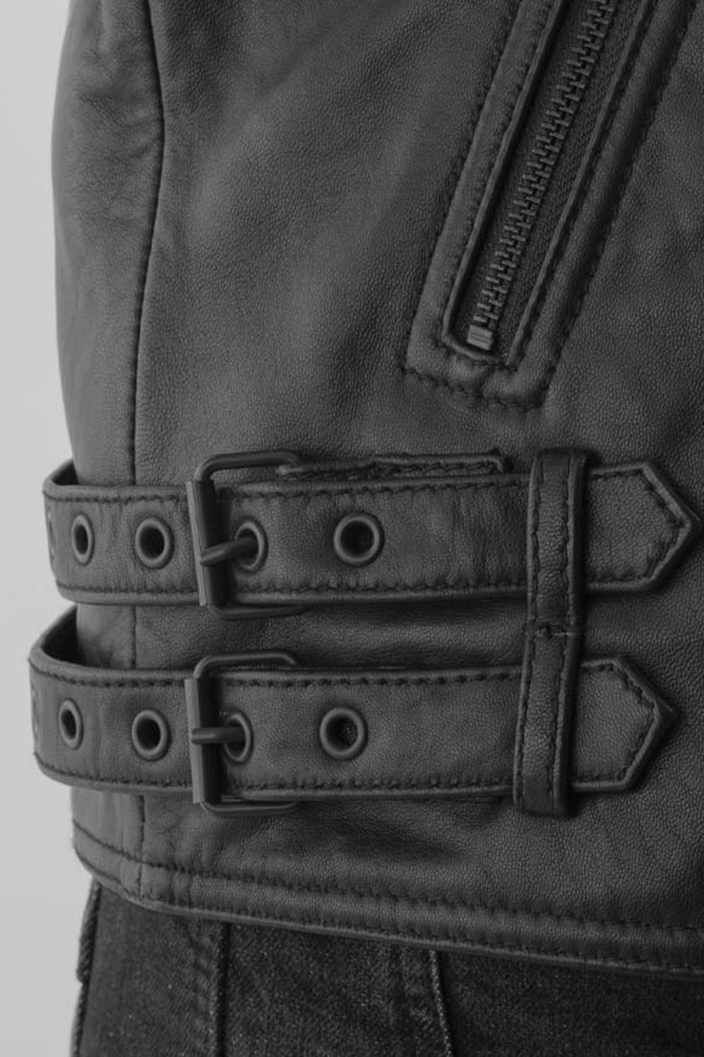 Whet Blu NYC Domanico men's leather fashion jacket with adjustable belt view