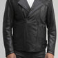 Whet Blu NYC Domanico men's leather fashion jacket, front view with stylish button details