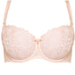 Samanta Donna Powder Rose Sheer Mesh Embroidered Balconette Bra