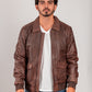 Whet Blu NYC Duke men's leather bomber jacket front view