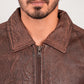 Whet Blu NYC Duke men's leather bomber jacket, upper front view