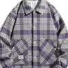 Men's Plus Size Houndstooth Pattern Button-Up Jacket - Lavender