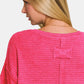 Zenana Drop Shoulder Short Sleeve Jacquard Knit Top - Farnelli