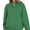 Zenana Fleece Half Zip Sweatshirt - DK GREEN