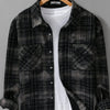 Men's Plus Size Plaid Button Up Long Sleeve Shirt - Black