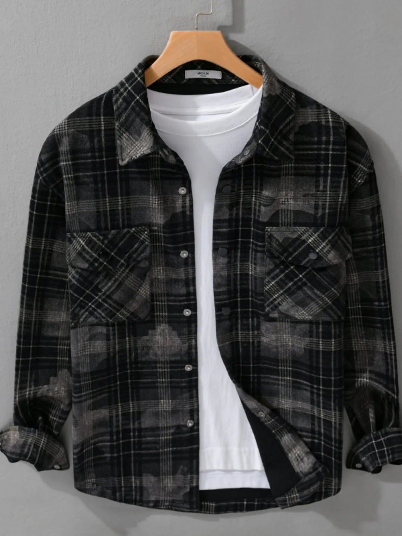 Men's Plus Size Plaid Button Up Long Sleeve Shirt - Farnelli