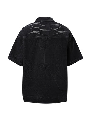 Men's Plus Size Button Up Short Sleeve Denim Shirt - Farnelli