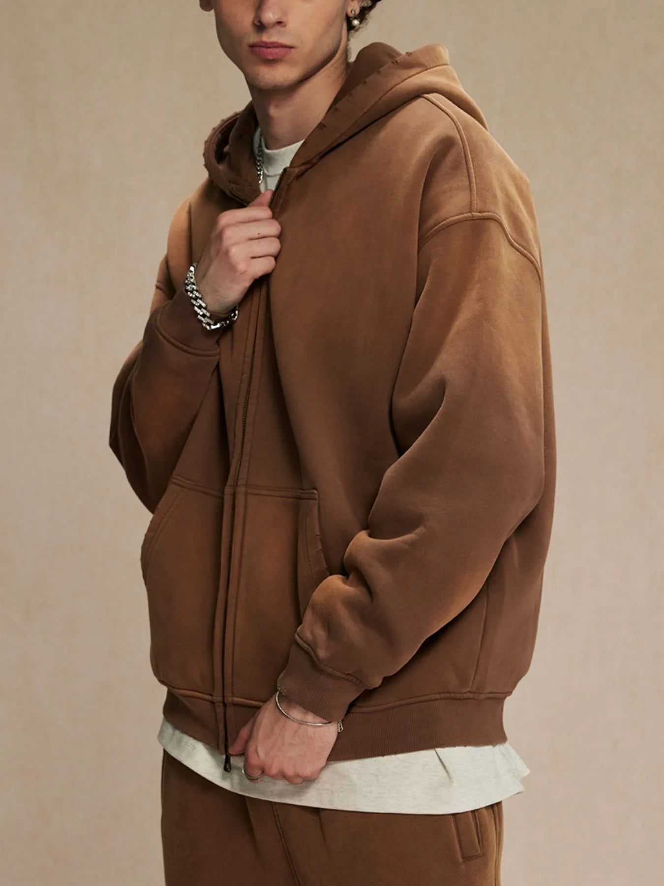 Men's Oversized Casual Zip-Up Hoodie - Farnelli