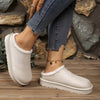 Plush Lined Round Toe Slippers - White