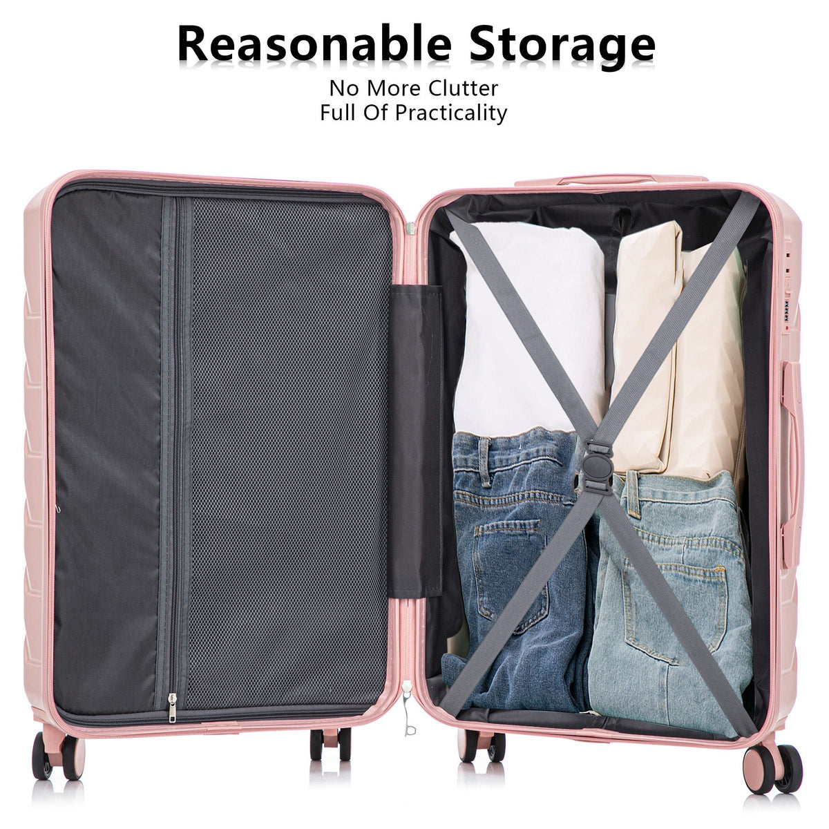 HouseOfZazla 3-piece spinner wheel luggage set with combination locks
