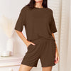Basic Bae Full Size Soft Rayon Half Sleeve Top and Shorts Set - Chocolate